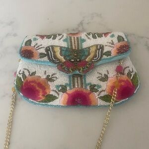 Embellished Floral and Butterfly Clutch